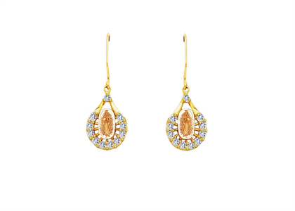 Two Tone Plated Guadalupe CZ Earring